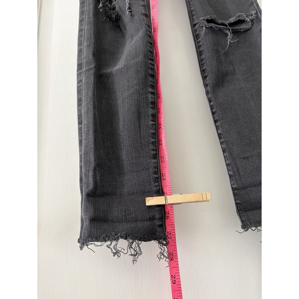 Madewell 9” High Rise Skinny Jeans 25 Black Distressed Raw Hem Stretch indie - Picture 3 of 5